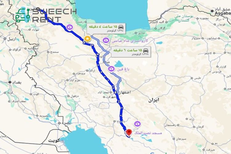 بهترین مسیر شیراز به تبریز