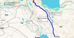 فاصله شیراز تا تبریز
